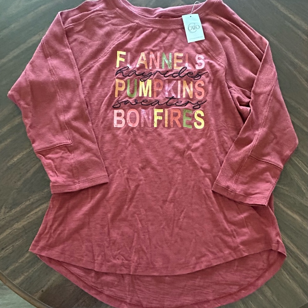 Fall Shirt Cato Brick Red Crew Neck 3/4 length sleeve